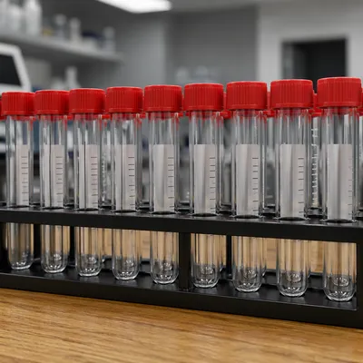 Red Capped Laboratory Test Tubes