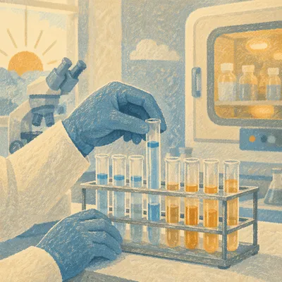 Hopeful Medical Research Test Tubes in Laboratory