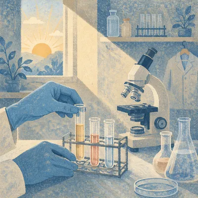 Hopeful Medical Test Tubes at Dawn