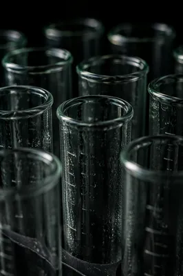 Laboratory Test Tubes on Dark Bench