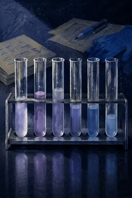Laboratory Test Tubes with Blue Violet Samples