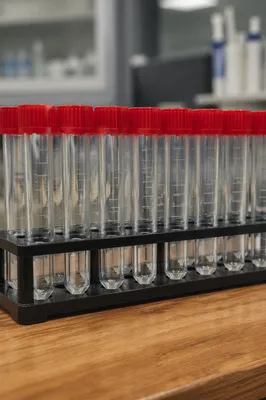 Red Capped Laboratory Test Tubes