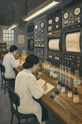 Vintage Laboratory Test Tubes Research Scene