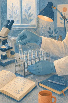 Hopeful Medical Research With Laboratory Test Tubes