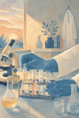 Hopeful Medical Research Test Tubes at Dawn