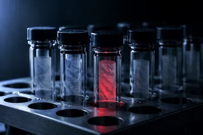 Dramatic Laboratory Vials in Medical Research Rack