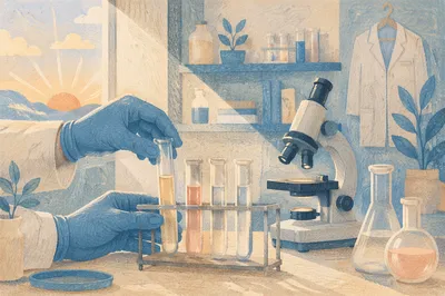 Hopeful Medical Test Tubes at Dawn
