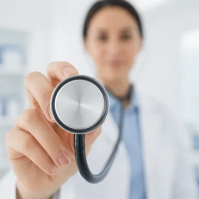Close-Up Stethoscope in Bright Exam Room