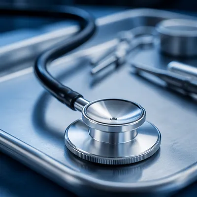 Close Up Stethoscope on Clinical Tray