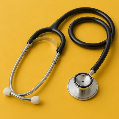 Close-Up Stethoscope on Mustard Background