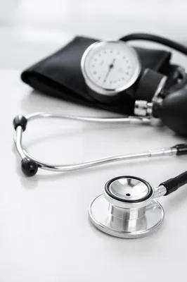 Close-Up Stethoscope on Clinical Tabletop