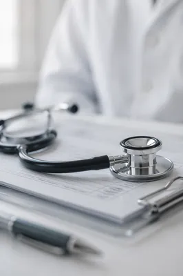 Close-Up Stethoscope in Clinical Exam Room