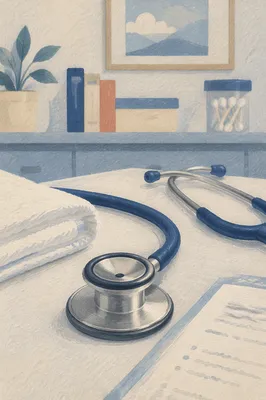 Close-Up Stethoscope on Calm Clinic Table