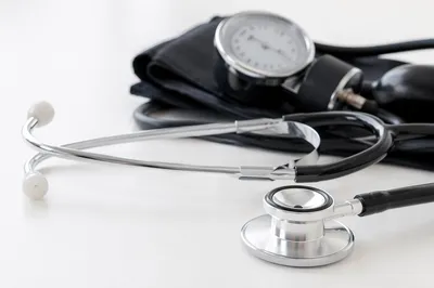 Close Up Stethoscope on Clinical Tabletop