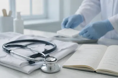 Close Up Stethoscope on Clinical Desk