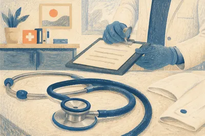Close Up Stethoscope in Modern Clinic