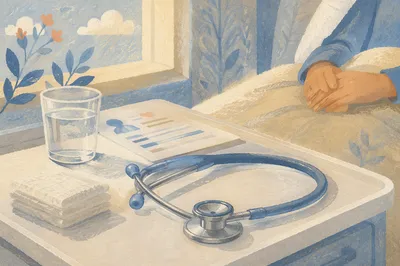 Peaceful Stethoscope on Bedside Medical Tray