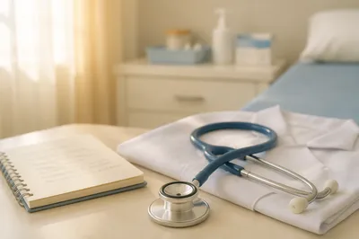 Stethoscope on Clinical Coat in Morning Light