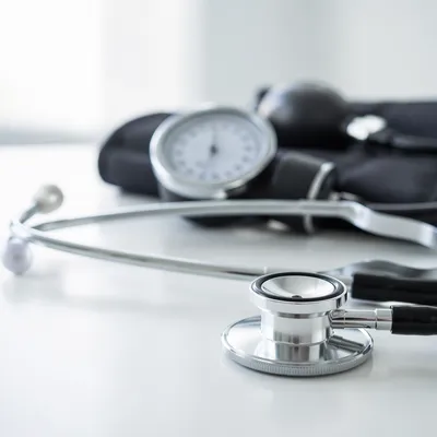 Stethoscope Close Up on Clinical Table