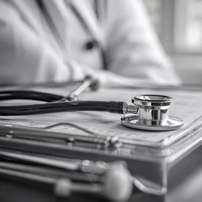 Close-Up Stethoscope in Clinical Exam Room