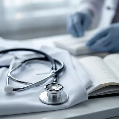 Close-Up Stethoscope on Clinical Desk