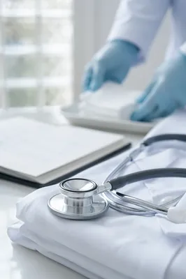 Close-Up Stethoscope on Clinical Desk
