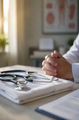 Compassionate Care Stethoscope on Clinic Coat