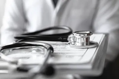 Close-Up Stethoscope in Clinical Exam Room