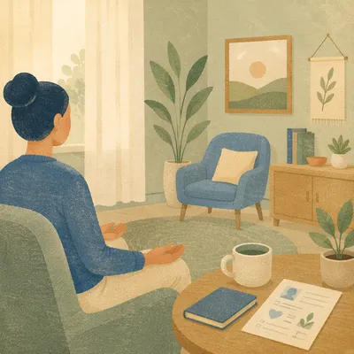 Calm Mindfulness Moment in Wellness Room