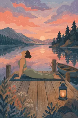 Mindful Lakeside Self Care at Sunset