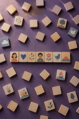 Mindful Self Care Wooden Tiles on Purple