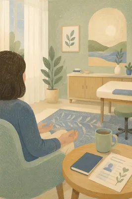 Calm Mindfulness Moment in Wellness Room