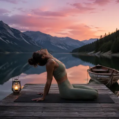 Mindful Yoga by a Tranquil Mountain Lake