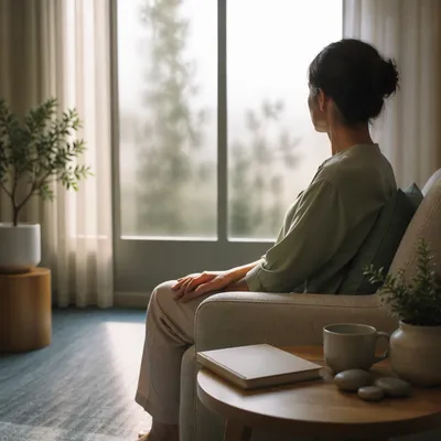 Mindful Breathing in a Calm Clinic Room