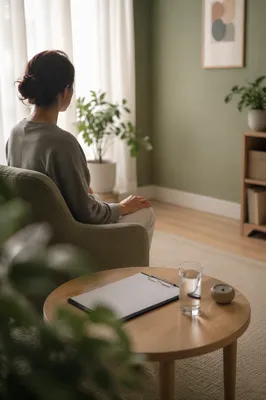 Calm Mindfulness Moment in Therapy Clinic