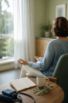 Mindful Breathing in a Calm Wellness Room