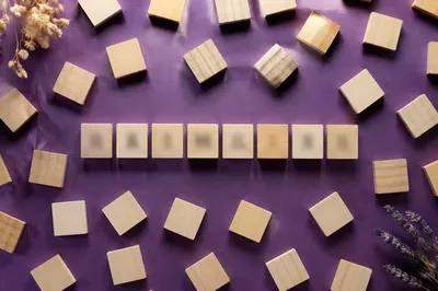 Mindful Self Care Wooden Tiles on Purple