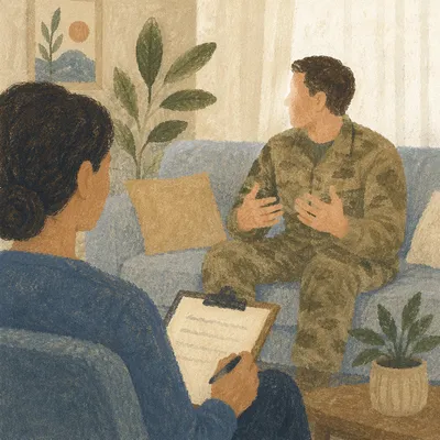 Calm Therapy Session in Modern Counseling Office