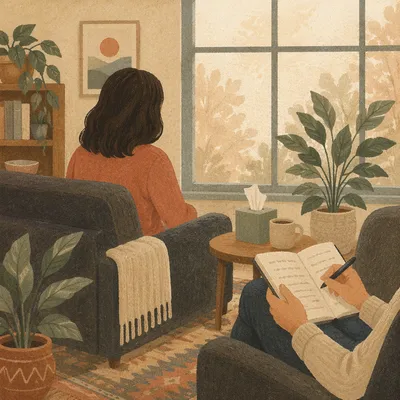 Calm Mental Health Therapy Office Scene