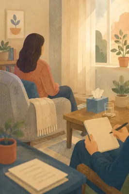 Calm Mental Health Therapy Office Scene