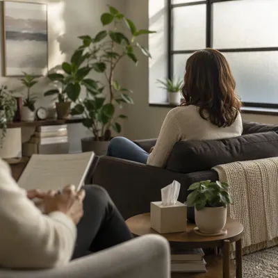Calm Mental Health Therapy Office Scene