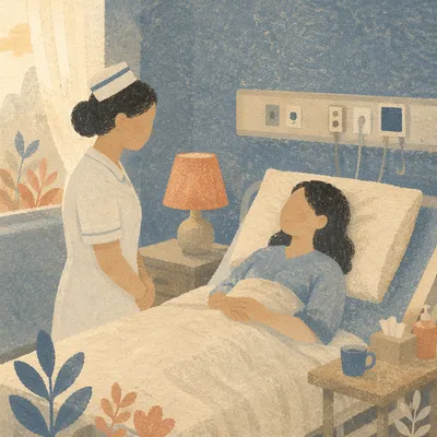 Compassionate Nurse Beside Recovering Patient
