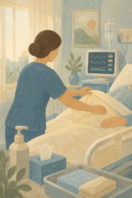 Compassionate Nurse in Quiet Hospital Room