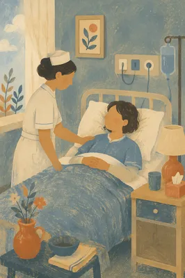 Compassionate Nurse Caring in Hospital Room