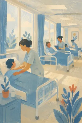 Compassionate Nurse Caring in Hospital Ward