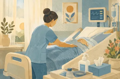 Compassionate Nurse Comforting Patient at Dawn
