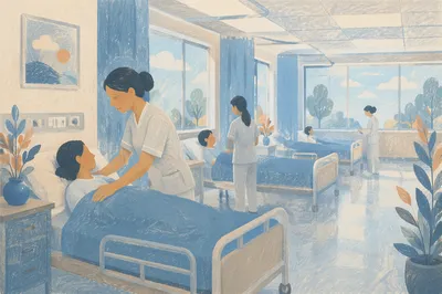 Compassionate Nurse Caring in Hospital Ward