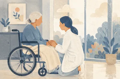 Compassionate Nurse Comforting Elderly Patient