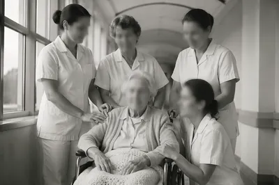 Compassionate Nurses Caring for Elderly Patient