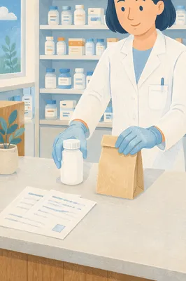 Neighborhood Pharmacy Prescription Counter Scene